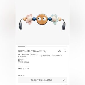 Baby Bjorn Bouncer Toy Bar attachment with pastel flower/googly eyes - NWT!!!!